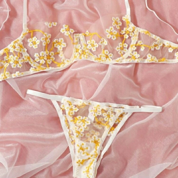 Free People Other - Romantic Mesh Floral Lingerie Set
